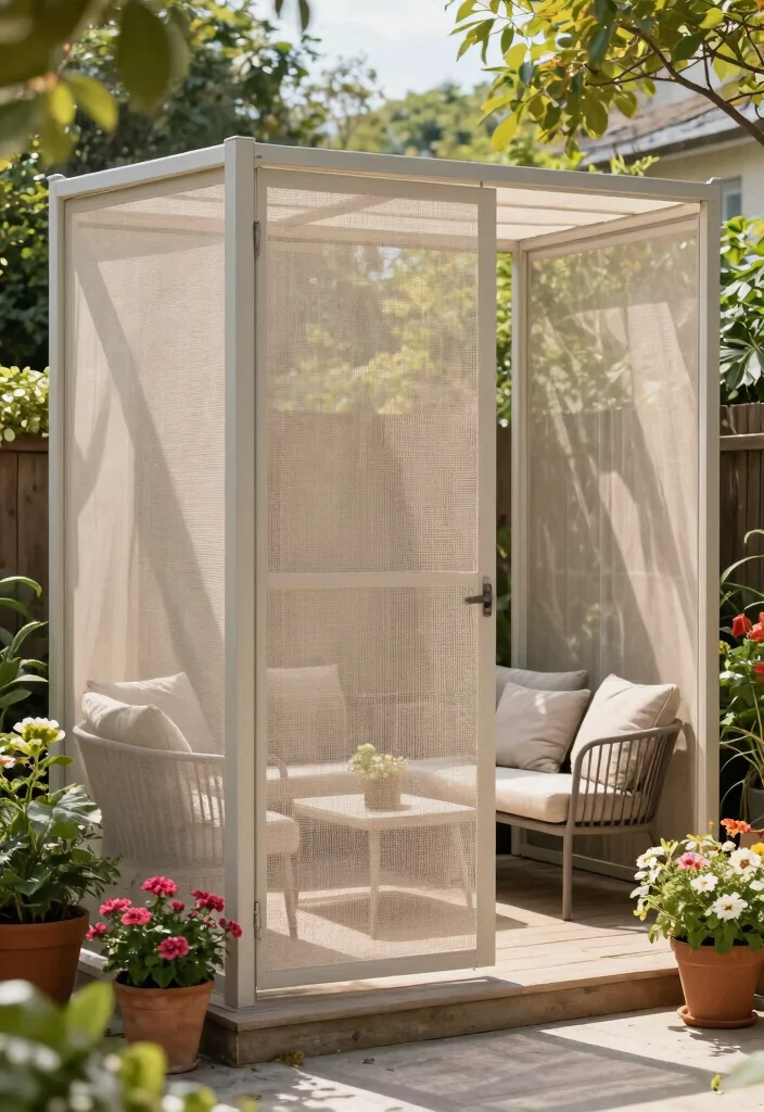 9 Functional Patio Screen Door Ideas for Easy Backyard Access 8. Privacy Mesh Panels 0