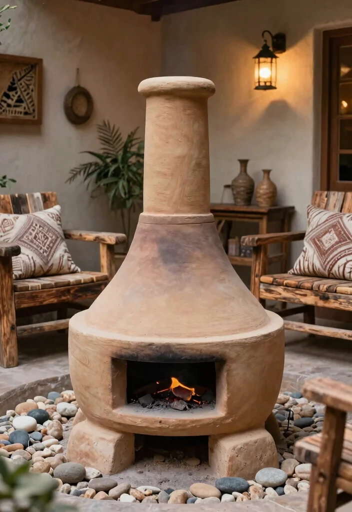 10 Authentic Mexican Chiminea Ideas for Southwest Charm 2. Rustic Clay Finish 0