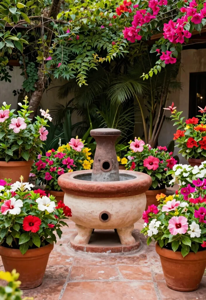 10 Authentic Mexican Chiminea Ideas for Southwest Charm 3. Floral Accents 0