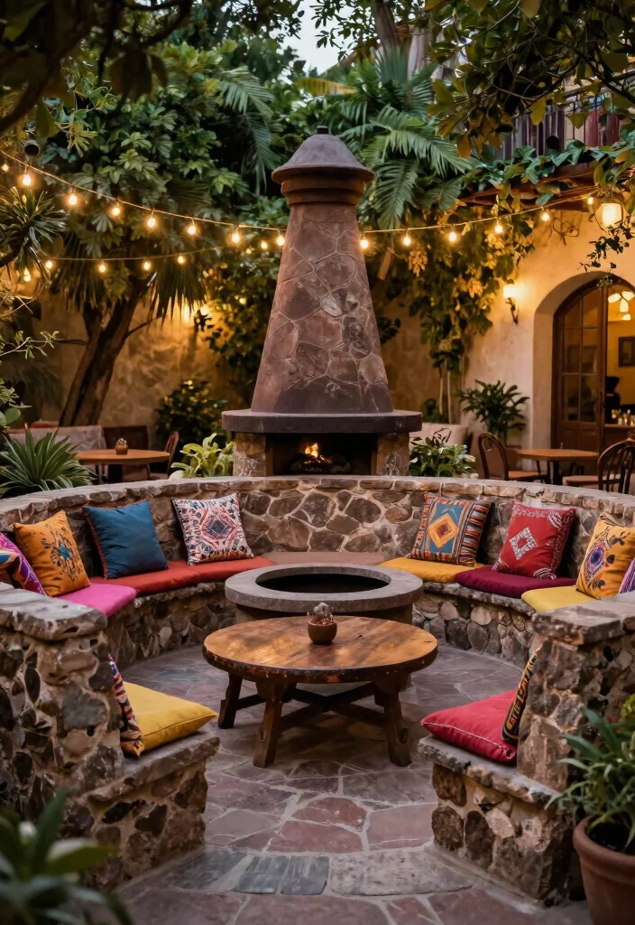 10 Authentic Mexican Chiminea Ideas for Southwest Charm 4. Built in Seating 0