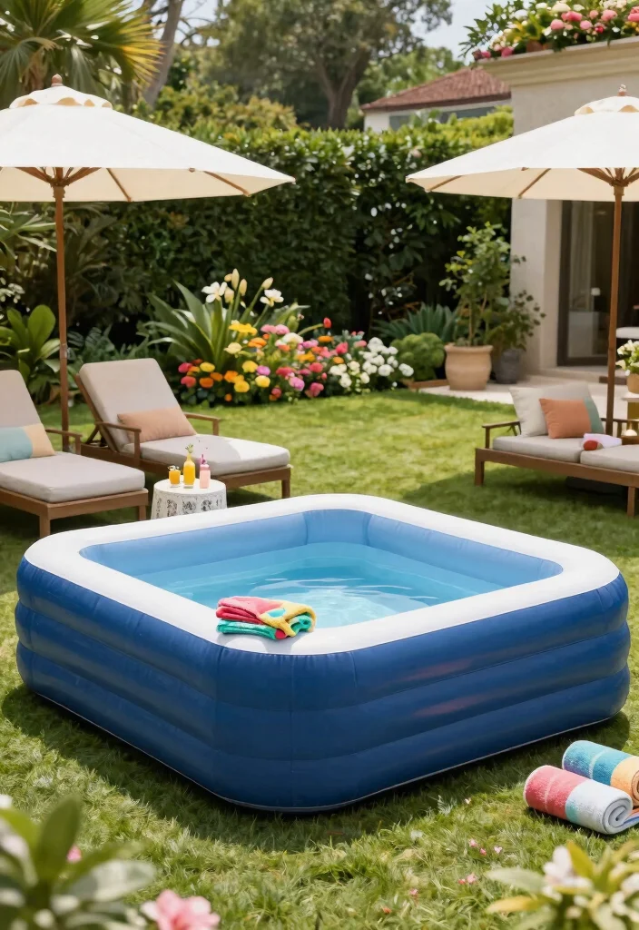 10 Best Blue Inflatable Pool Options for a Classic Look 4. Elegant Inflatable Pools with Loungers 0