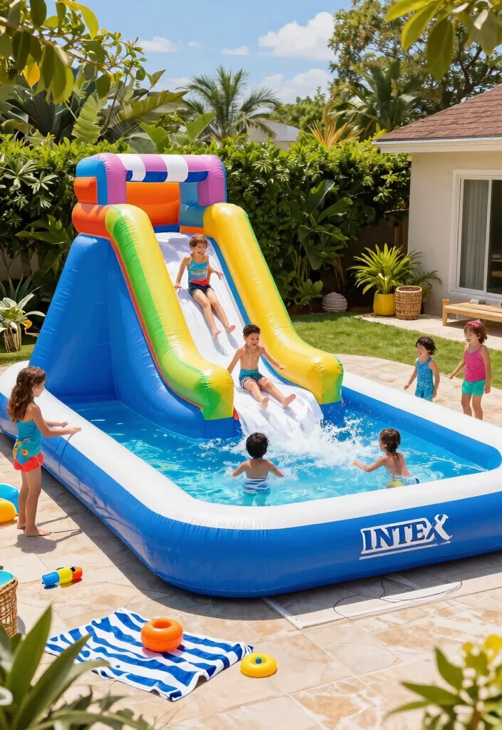 10 Best Inflatable Pool Models for Families 6 10 Best Inflatable Pool Models for Families 6. Intex Surf n Slide Inflatable Pool 0