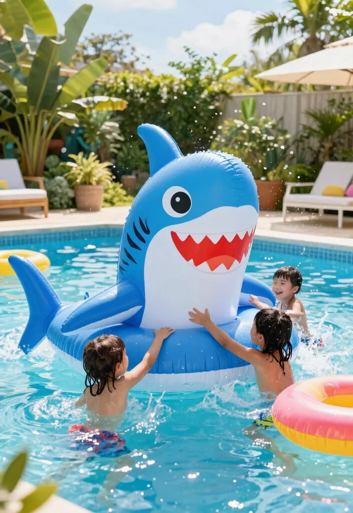 11 Best Inflatable Pool Toys Collection for Kids Parties 7 11 Best Inflatable Pool Toys Collection for Kids Parties 7. Fun Shark Float 0