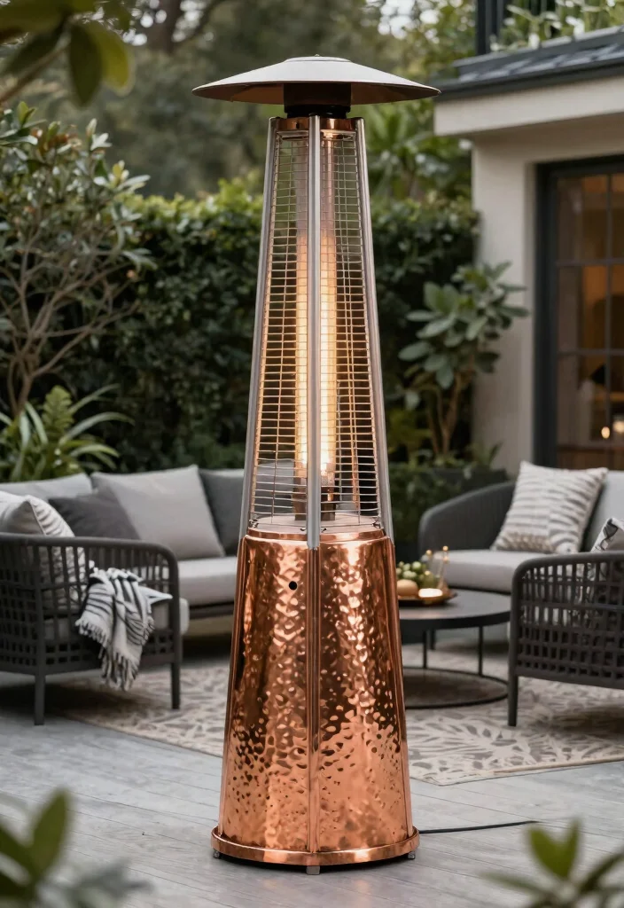 11 Best Patio Heaters for Spacious Deck Areas High BTU 9. Stylish Hammered Copper Patio Heater 0