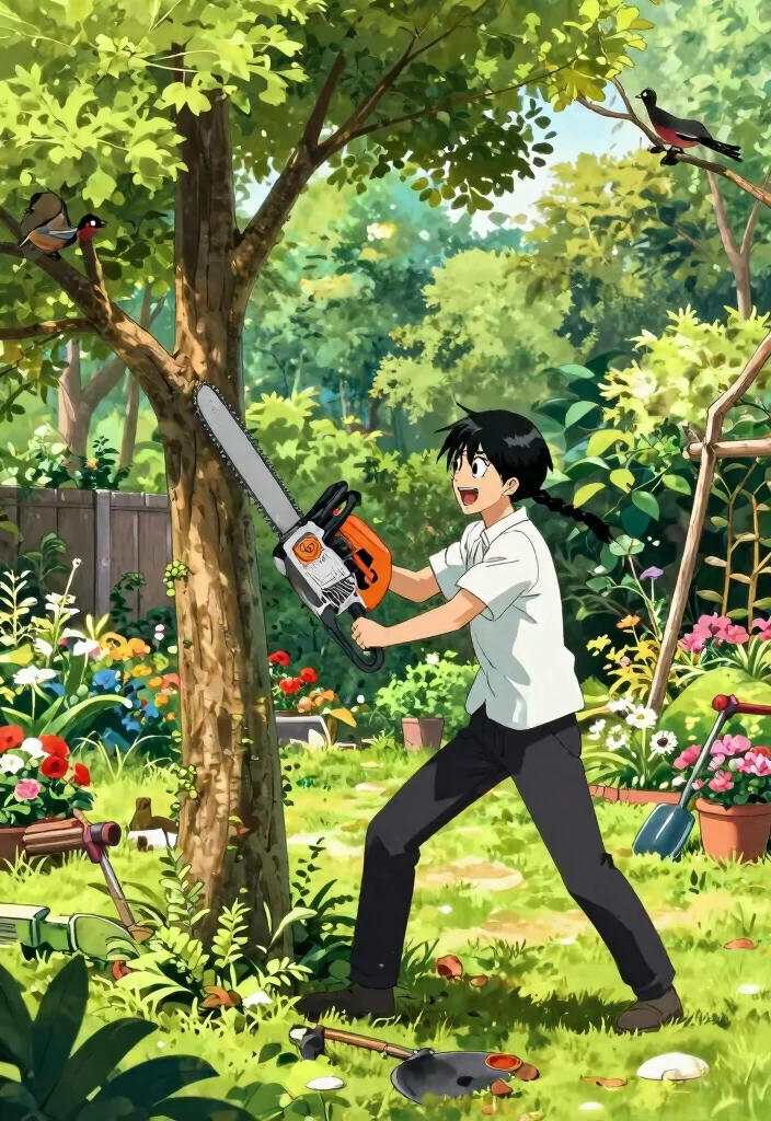 11 Cool Chainsaw Man Drawing Ideas for Artists 1. Chainsaw Man Pruning Trees 0