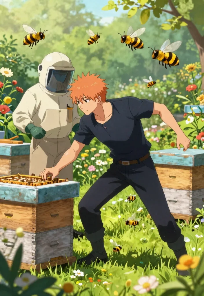 11 Cool Chainsaw Man Drawing Ideas for Artists 10. Chainsaw Man and a Bee Keeper 0