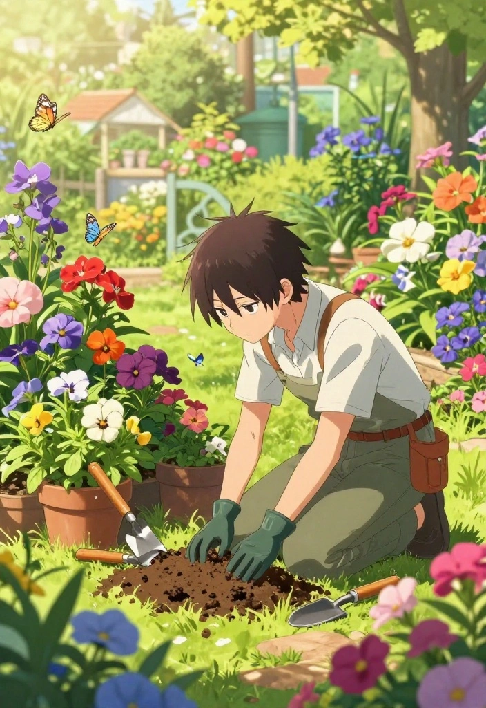 11 Cool Chainsaw Man Drawing Ideas for Artists 2. Chainsaw Man as a Flower Gardener 0