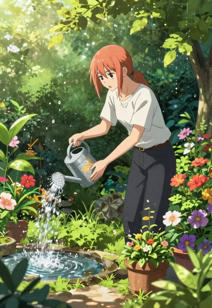11 Cool Chainsaw Man Drawing Ideas for Artists 4. Chainsaw Man Watering Plants 0