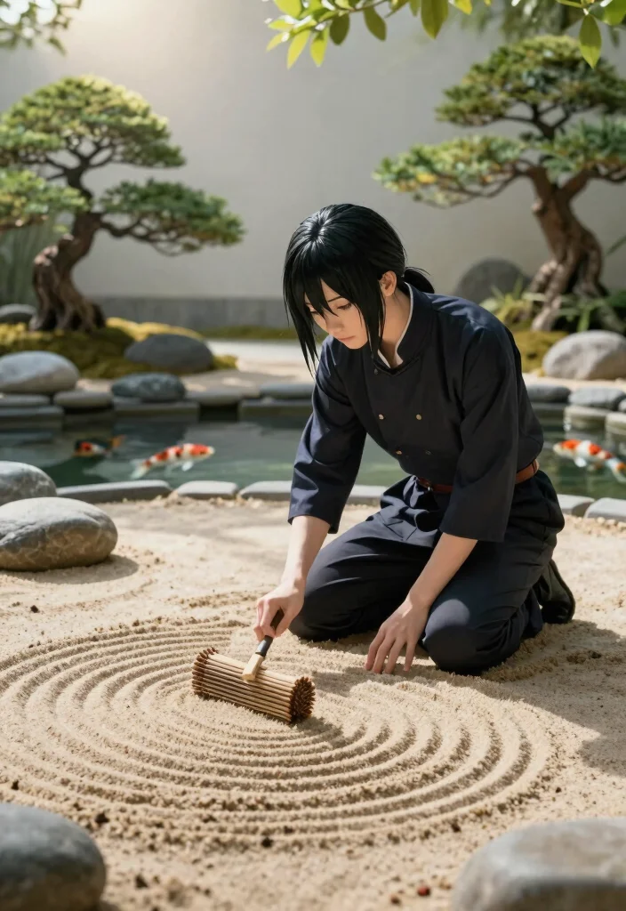 11 Cool Chainsaw Man Drawing Ideas for Artists 9. Chainsaw Man in a Zen Garden 0