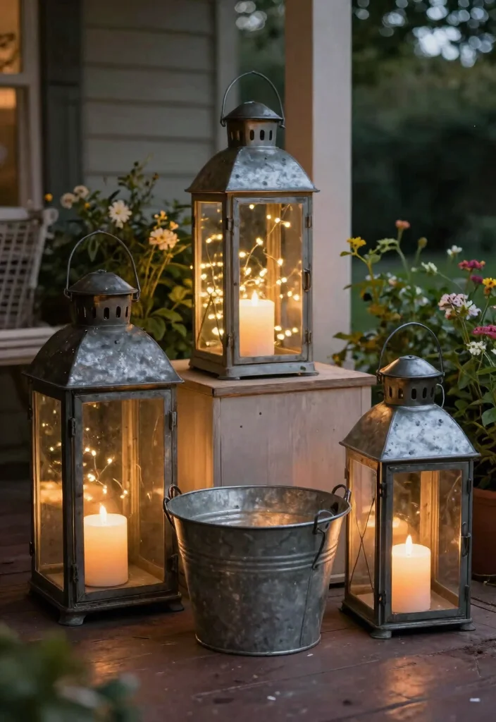 11 Creative Ideas for Outdoor Lantern Displays Front Porch 10. Rustic Bucket Lanterns 0