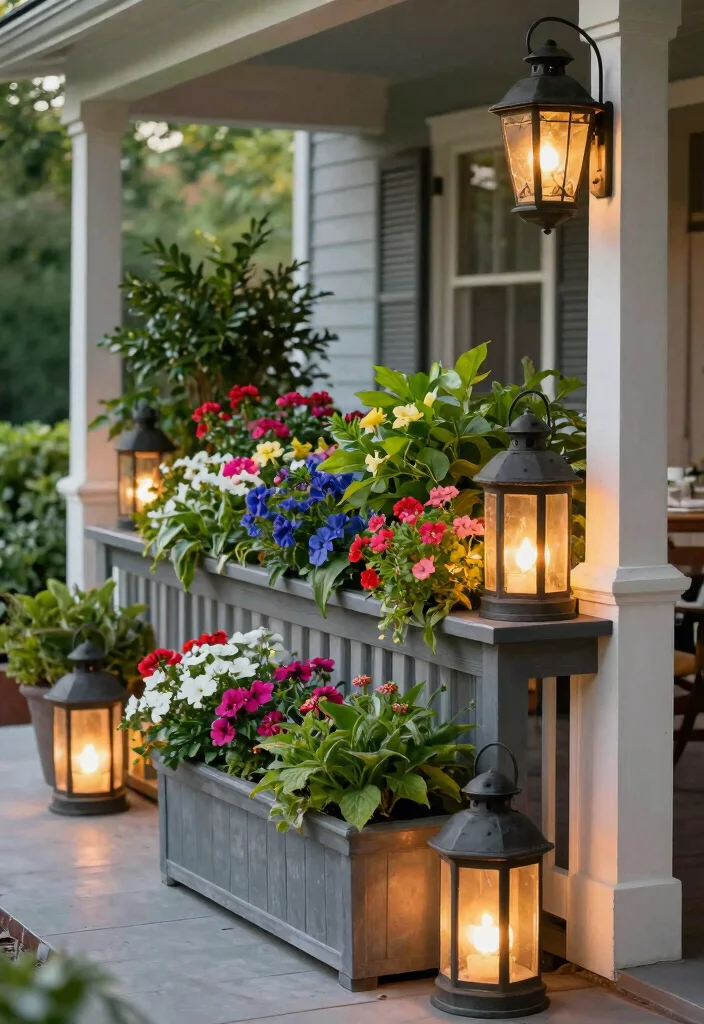 11 Creative Ideas for Outdoor Lantern Displays Front Porch 7. Lanterns with Planters 0