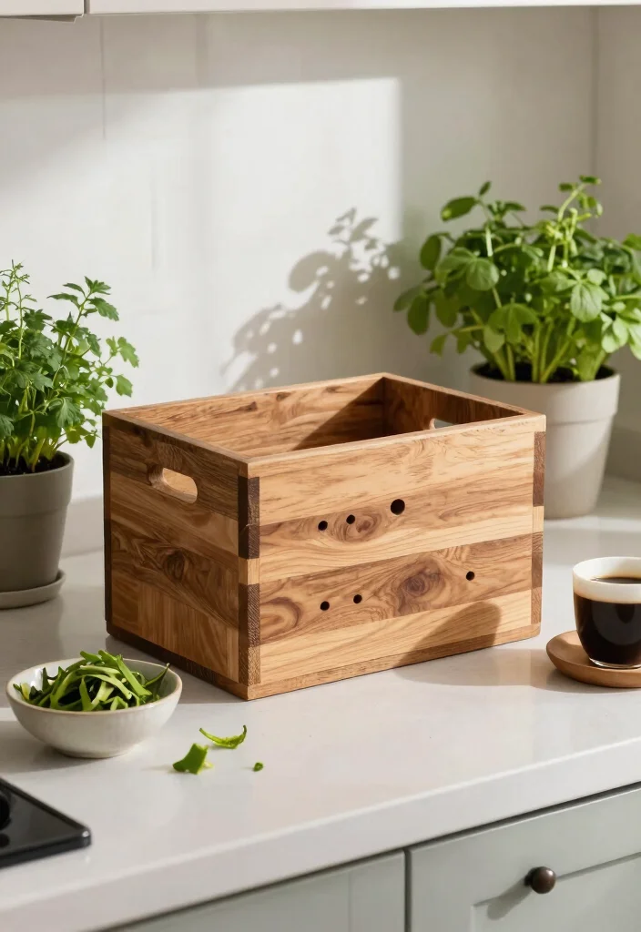11 Easy Counter Top Compost Bin DIY Projects Odor Free 1. Decorative Wooden Compost Bin 0