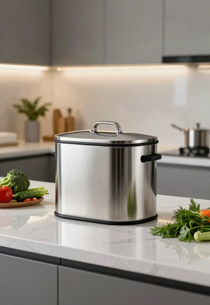 11 Easy Counter Top Compost Bin DIY Projects Odor Free 2. Sleek Stainless Steel Bin 0