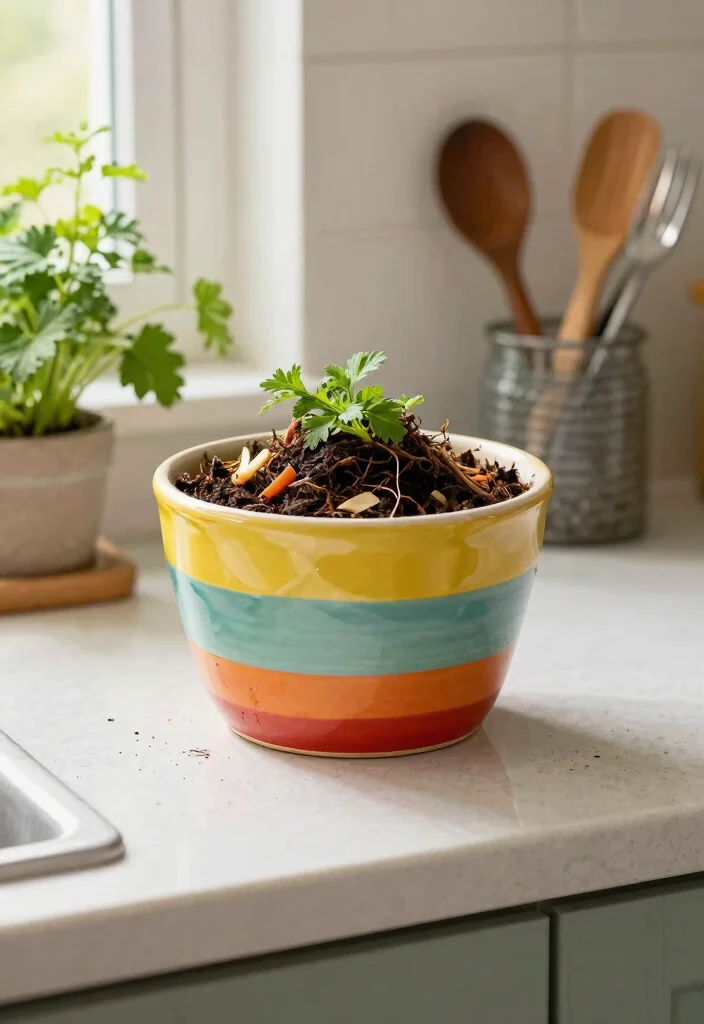 11 Easy Counter Top Compost Bin DIY Projects Odor Free 5. Ceramic Planter as Compost Bin 0