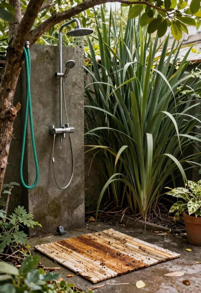 11 Fun Outdoor Shower Ideas DIY Garden Hose Summer Cool 11. Simple Hose Shower 0