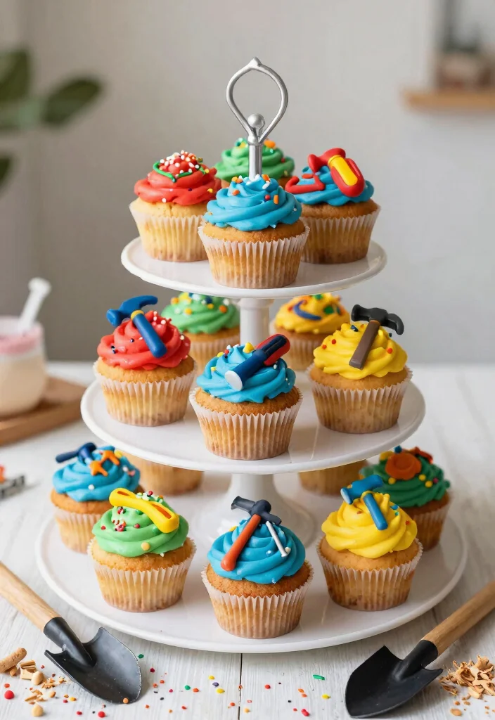 11 Fun Tool Belt Cake Ideas for Handyman Birthdays Cute 2. Mini Tool Cupcakes 0