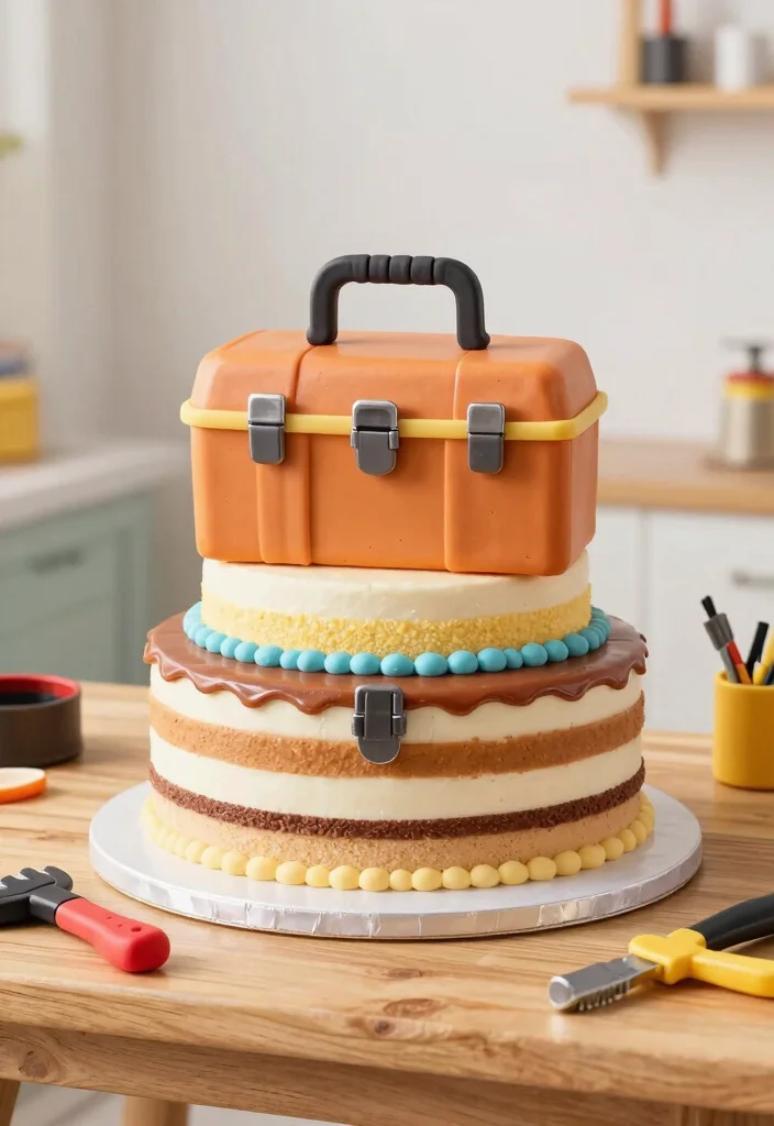 11 Fun Tool Belt Cake Ideas for Handyman Birthdays Cute 5. Multi Layered Toolbox Cake 0