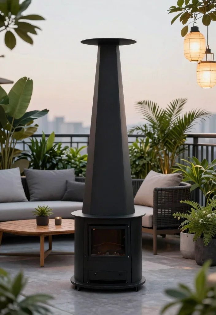 11 Modern Metal Chiminea Ideas Durable and Stylish 1. Minimalist Charm with a Black Steel Chiminea 0