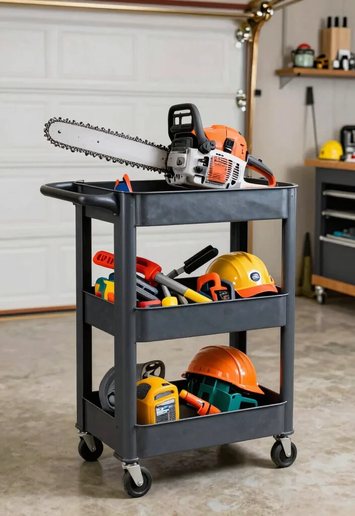 11 Practical Chainsaw Organization Ideas Garage Hacks 3. Rolling Tool Cart for Mobility 0
