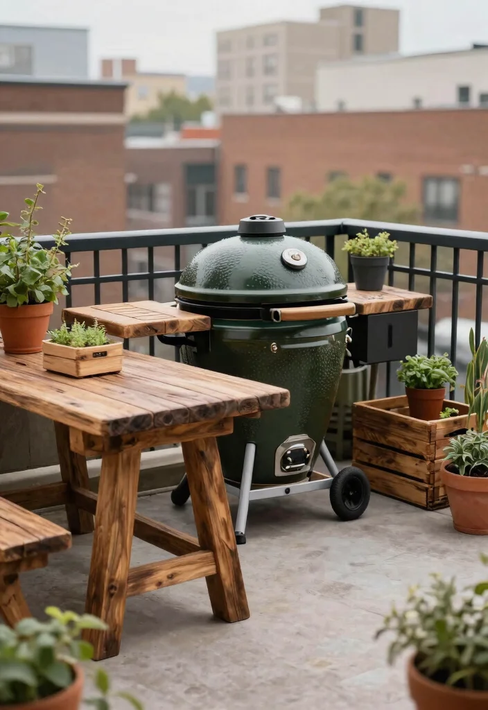 11 Pro Kamado Grill Setup Ideas for the Perfect Cook 5. Rustic Charm with Wooden Accents 0