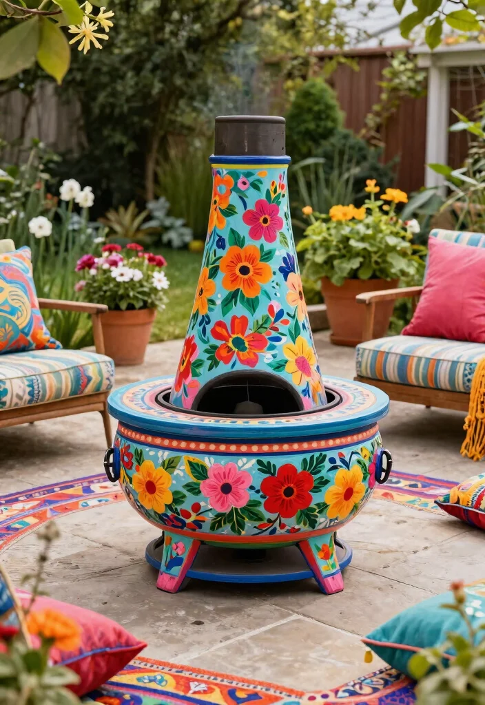 11 Rustic Garden Chiminea Ideas to Warm Up Your Yard 6 11 Rustic Garden Chiminea Ideas to Warm Up Your Yard 6. Colorful Painted Chiminea 0