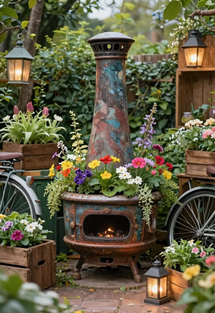 11 Rustic Garden Chiminea Ideas to Warm Up Your Yard 7 11 Rustic Garden Chiminea Ideas to Warm Up Your Yard 7. Vintage Repurposed Chiminea 0