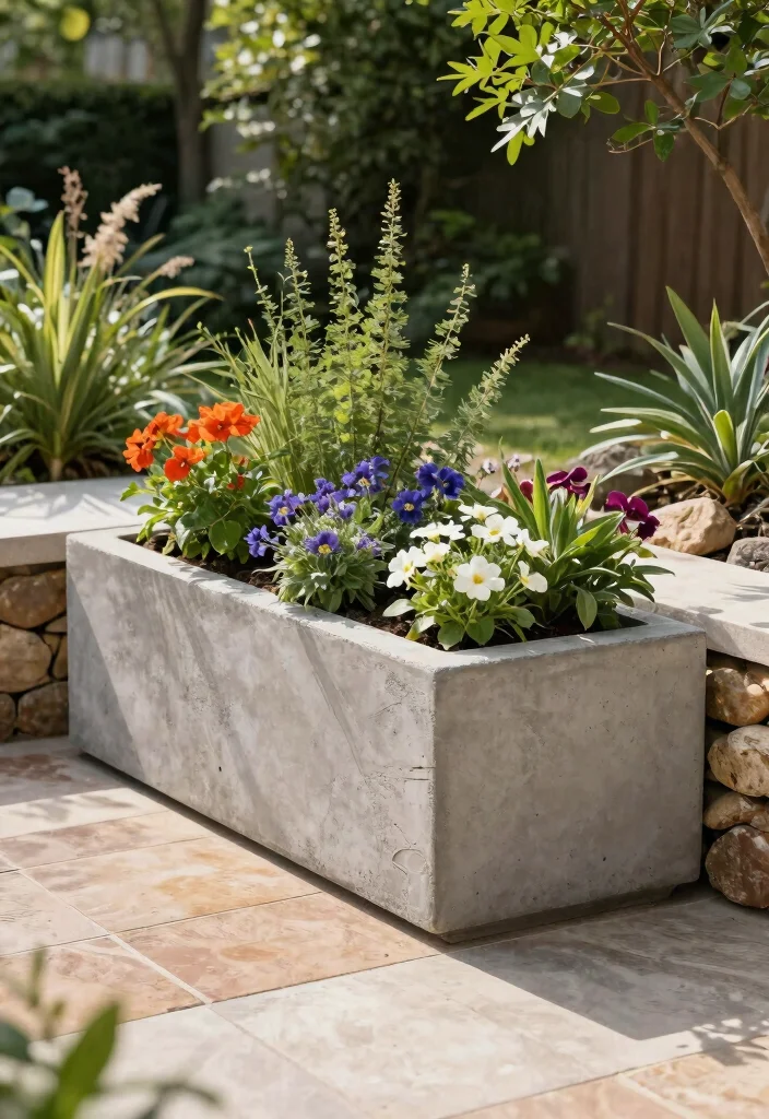 11 Seamless Concrete Patio Concepts Off Screen Porch 1 11 Seamless Concrete Patio Concepts Off Screen Porch 1. Eco Friendly Planters Integrated with Concrete 0