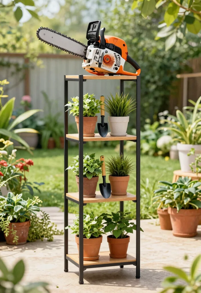 11 Smart Chainsaw Storage Ideas to Protect Your Tools DIY 11. Vertical Plant Stand for Chainsaw 0