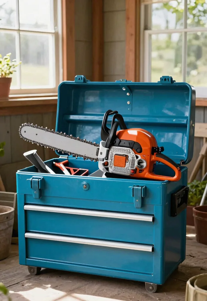 11 Smart Chainsaw Storage Ideas to Protect Your Tools DIY 8. Tool Chest with Compartments 0