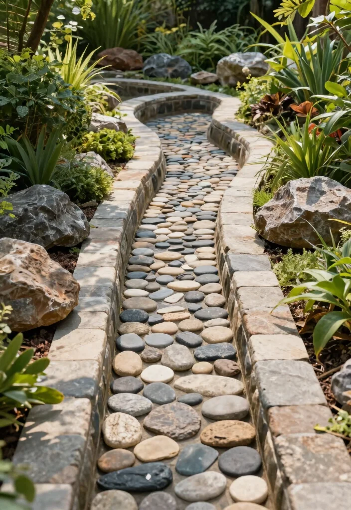 11 Smart Rain Barrel Overflow Ideas to Prevent Yard Flooding 6. Incorporate Decorative Drainage Channels 0