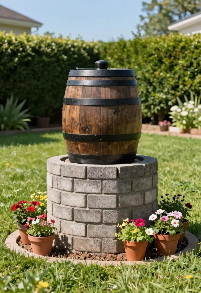 11 Solid Rain Barrel Base Ideas DIY Cinder Block Stands 1. Classic Stacked Cinder Block Base 0