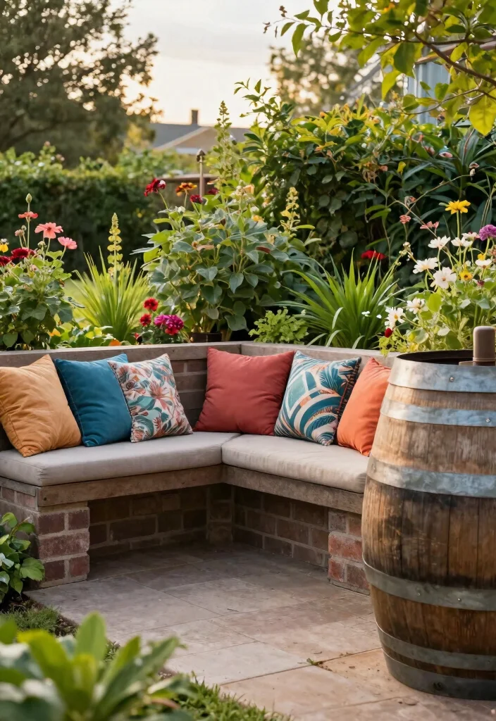 11 Solid Rain Barrel Base Ideas DIY Cinder Block Stands 11. Built In Cinder Block Bench 0