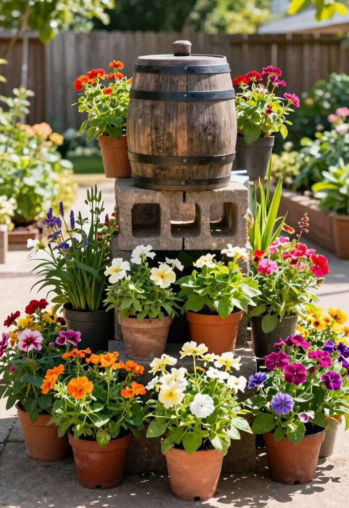 11 Solid Rain Barrel Base Ideas DIY Cinder Block Stands 3. Cinder Block Planter Stand 0