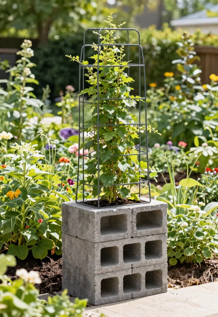 11 Solid Rain Barrel Base Ideas DIY Cinder Block Stands 6. Cinder Block and Wire Frame Combination 0