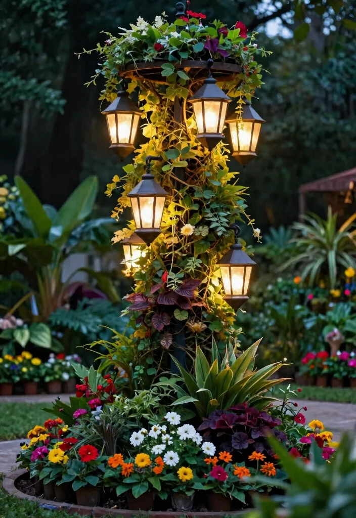 11 Sturdy Outdoor Lantern Stand Ideas (No Trees Needed) 10 11 Sturdy Outdoor Lantern Stand Ideas No Trees Needed 10. Vertical Garden Lantern Stand 0