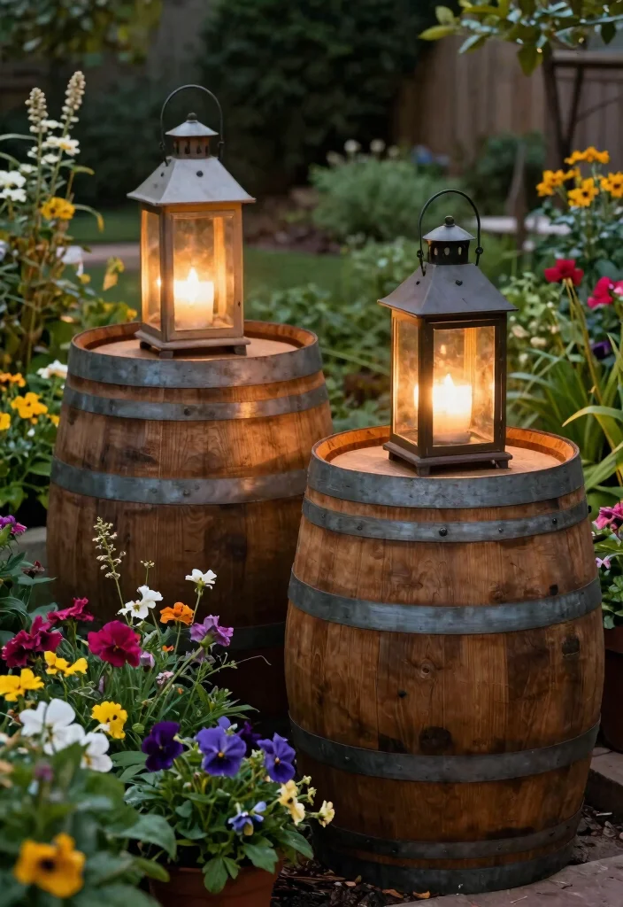 11 Sturdy Outdoor Lantern Stand Ideas (No Trees Needed) 2 11 Sturdy Outdoor Lantern Stand Ideas No Trees Needed 2. Upcycled Wine Barrel Lantern Holders 0
