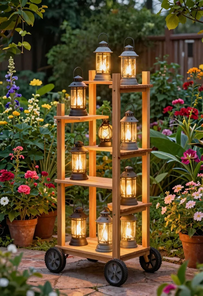 11 Sturdy Outdoor Lantern Stand Ideas (No Trees Needed) 7 11 Sturdy Outdoor Lantern Stand Ideas No Trees Needed 7. Portable Lantern Stands on Wheels 0