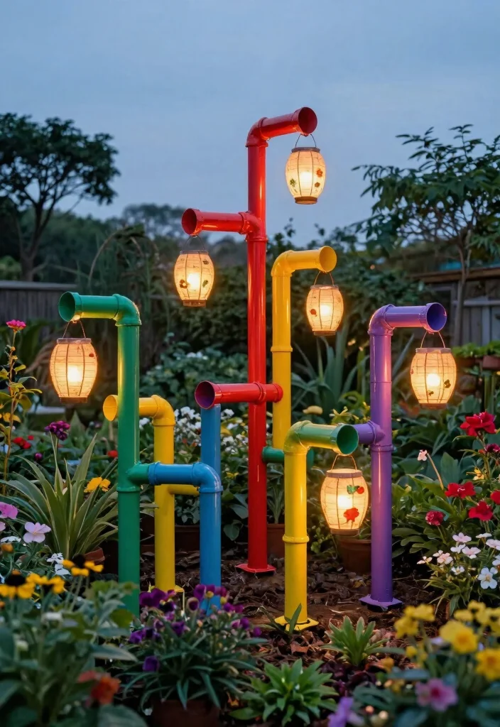 11 Sturdy Outdoor Lantern Stand Ideas (No Trees Needed) 9 11 Sturdy Outdoor Lantern Stand Ideas No Trees Needed 9. Colorful PVC Pipe Lantern Stands 0