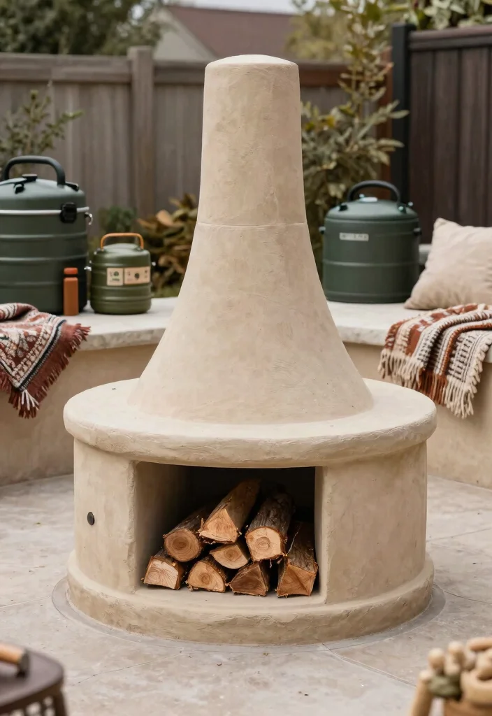 13 Authentic Clay Chiminea Ideas for Your Mexican-Style Patio 8 13 Authentic Clay Chiminea Ideas for Your Mexican Style Patio 8. Chiminea with Built in Storage 0