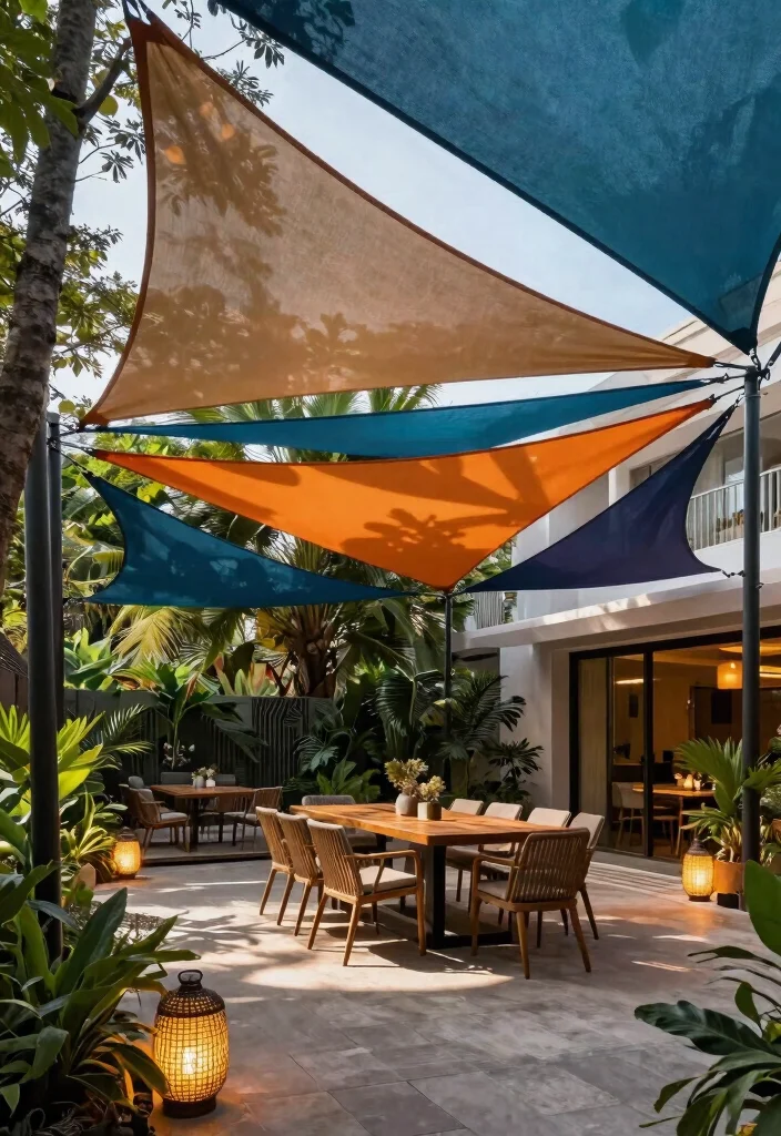 13 Best Patio Sun Screen Ideas to Block UV Rays and Heat 2 13 Best Patio Sun Screen Ideas to Block UV Rays and Heat 2. Shade Sail Canopies 0