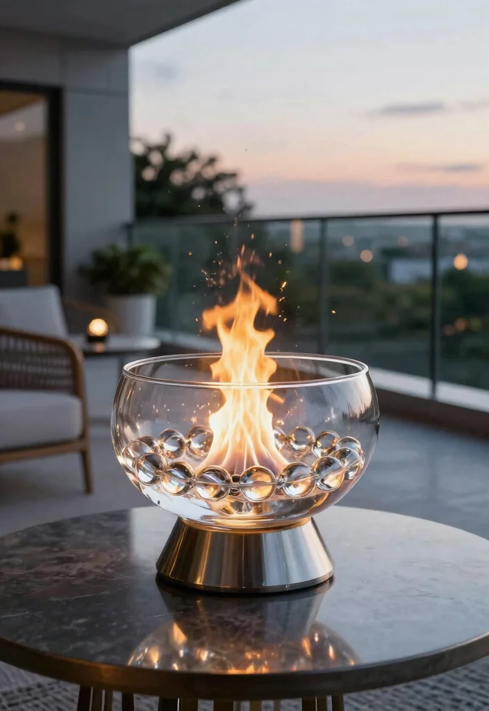 13 Clever DIY Table Top Fire Bowl Ideas Cheap and Chic 2. Glass Bowl Fire Feature 0