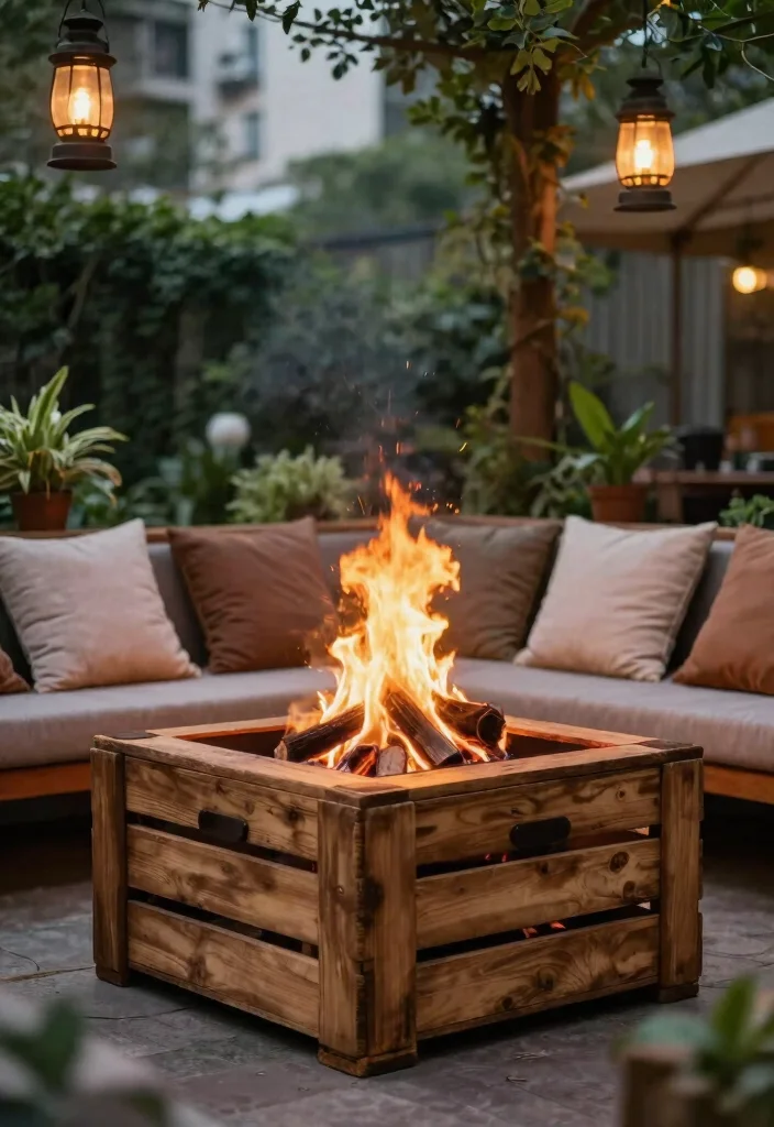 13 Clever DIY Table Top Fire Bowl Ideas Cheap and Chic 5. Wooden Crate Fire Pit 0
