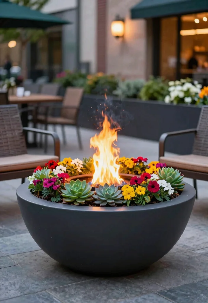 13 Clever DIY Table Top Fire Bowl Ideas Cheap and Chic 9. Planter Fire Bowl Combo 0