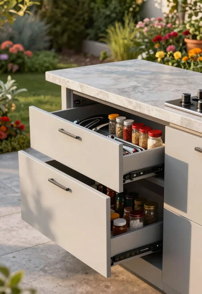 13 Custom Kamado Grill Storage Ideas (Hide Your Gear) 10 13 Custom Kamado Grill Storage Ideas Hide Your Gear 10. Sliding Drawer Cabinets 0