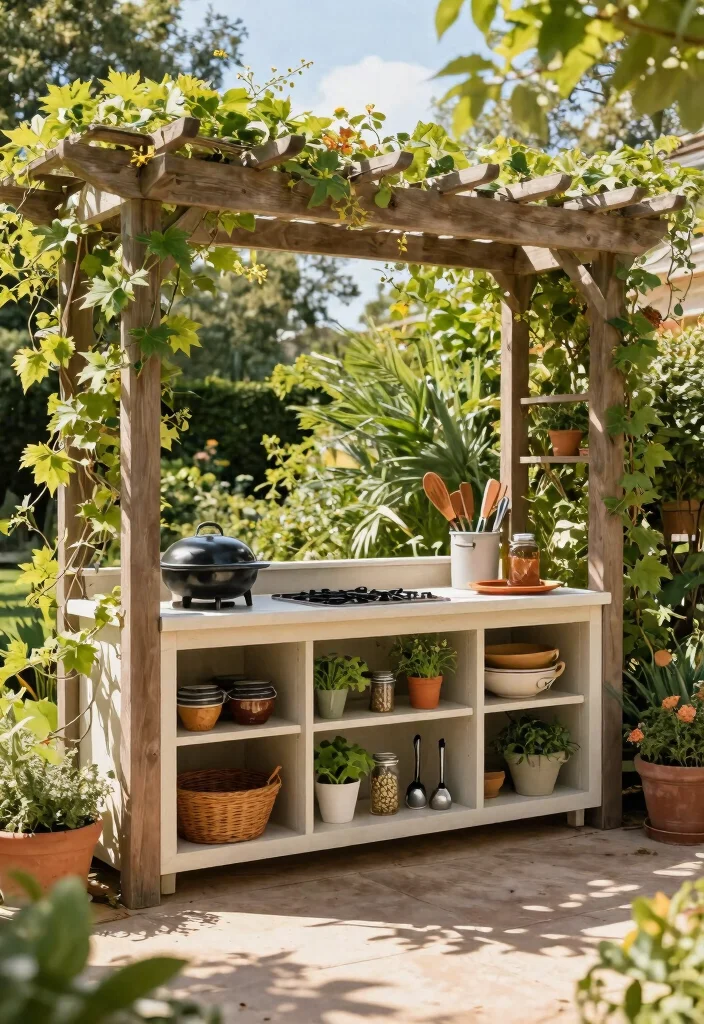 13 Custom Kamado Grill Storage Ideas (Hide Your Gear) 13 13 Custom Kamado Grill Storage Ideas Hide Your Gear 13. Pergola with Integrated Storage 0