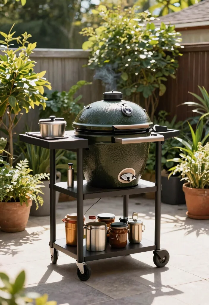 13 Custom Kamado Grill Storage Ideas (Hide Your Gear) 4 13 Custom Kamado Grill Storage Ideas Hide Your Gear 4. Custom Grill Cart 0