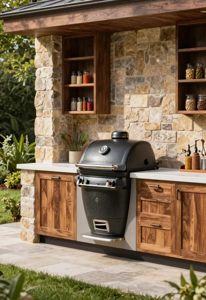 13 Custom Kamado Grill Storage Ideas (Hide Your Gear) 5 13 Custom Kamado Grill Storage Ideas Hide Your Gear 5. Built In Grill Station 0