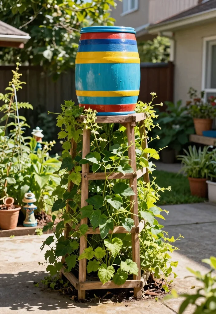 13 Easy Rain Barrel Installation Ideas for Beginners Pro Guide 3. Vertical Garden Rain Barrel 0