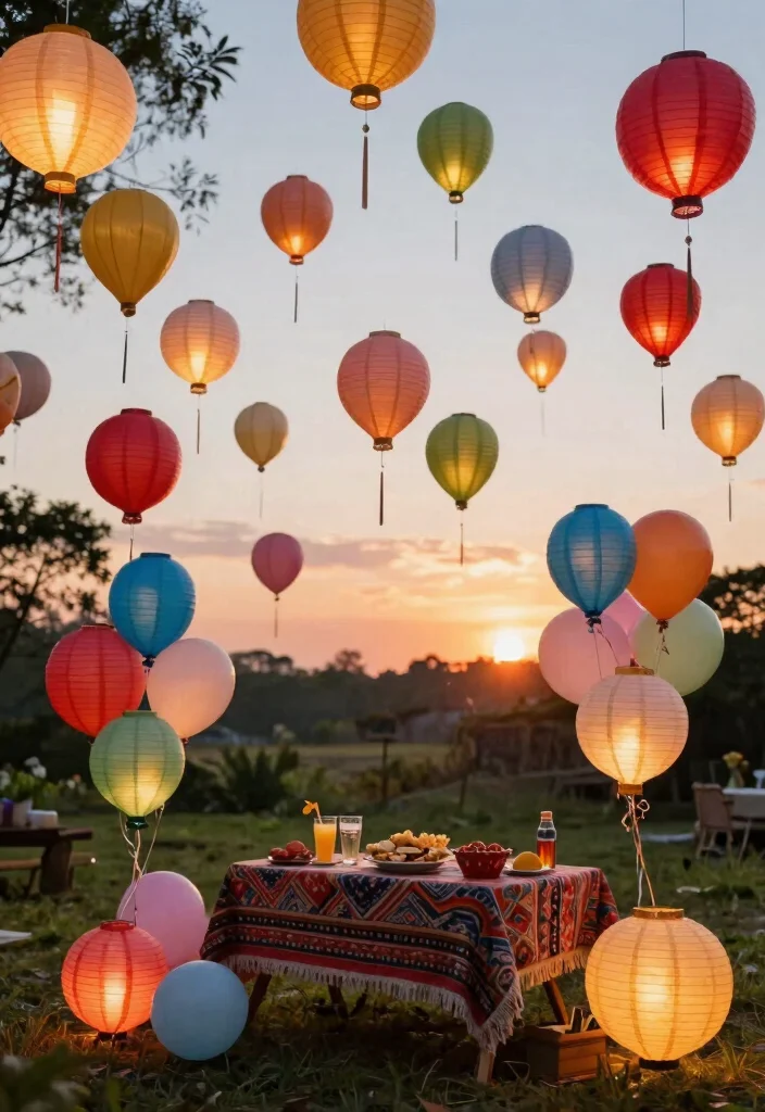 13 Fun Paper Lantern Decor Outdoor Celebration Ideas Boho Style 10. Balloon and Lantern Combo 0