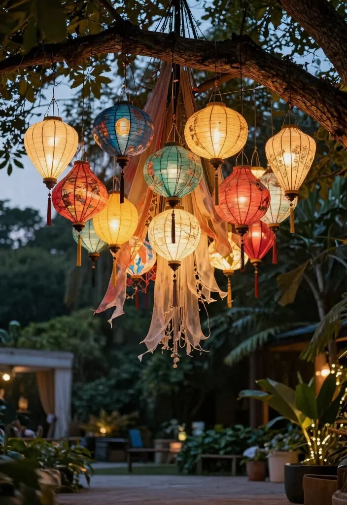 13 Fun Paper Lantern Decor Outdoor Celebration Ideas Boho Style 9. Boho Chandelier Lanterns for Elegance 0